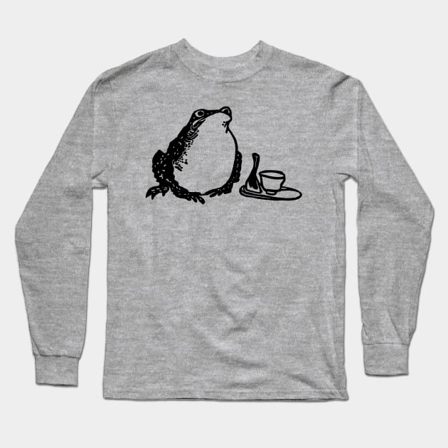 Sake Frog (Black Ink Version) Long Sleeve T-Shirt by LaForma